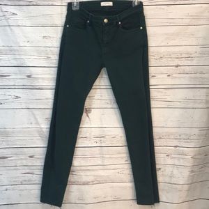 Zara dark green skinny jeans with raw hem
